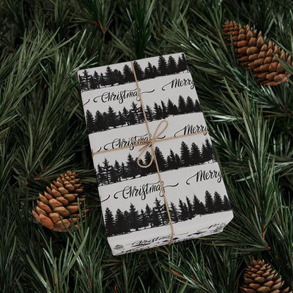 Black Tree Christmas  Gift Wrapping Papers - Retro Christmas Gift wrap - Masculine Classic Gift Wrap