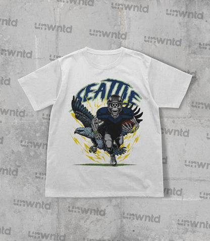 Seattle Football Shirt - Graphic Tees - Skeleton Shirt - Merch Tee - Gift Shirt - Bootleg Shirt - Skeleton Football Shirt - Seahawks