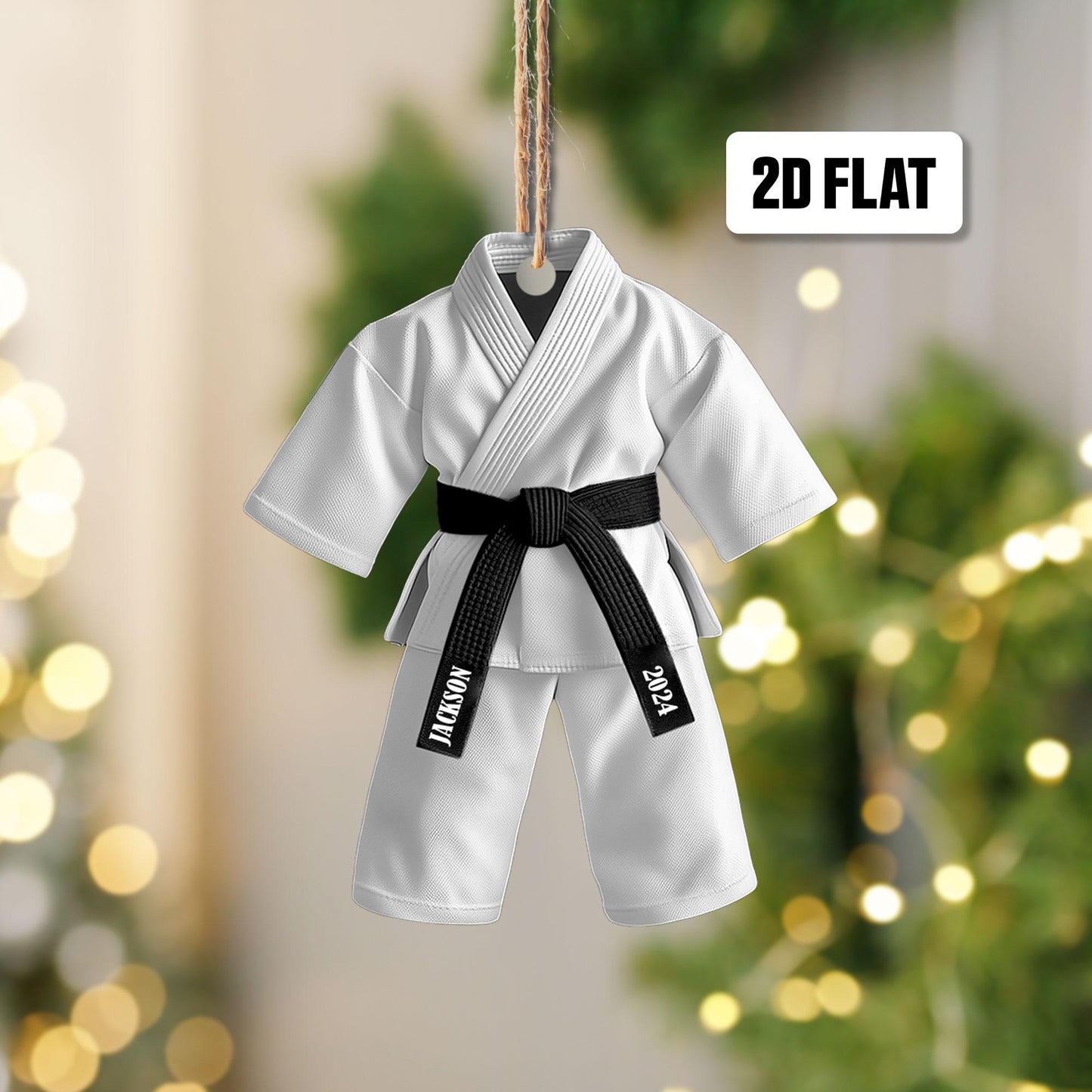 Personalized Black Belt Karate Taekwondo 2D Flat Ornament, Custom Ornament, Martial Arts Gift, Karate Gift, Sports Ornament Gift for Him,Her