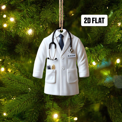 Personalized Doctor 2D Flat Ornament, Custom Christmas Ornament, Healthcare Worker gift, Dr Ornament, Medical Grad Gift, Gift for Dad