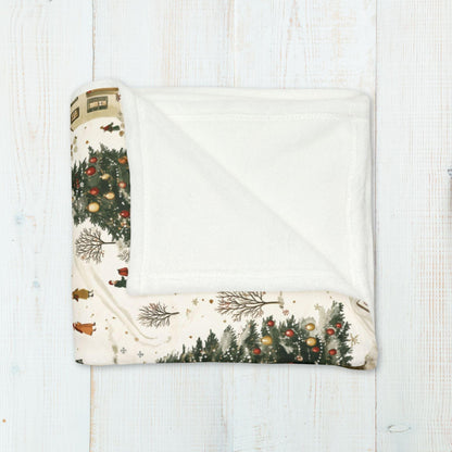 Holiday Village Blanket Christmas Trees Fleece Throw Christmas Village Home Decor Lap Blanket Christmas Gift for Family Friends Coworkers
