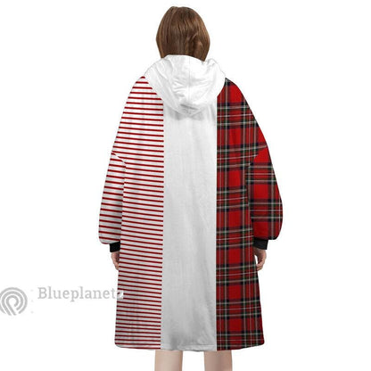 Custom Name Christmas Hoodies Blanket, Personalized Color Block Plaid Green Christmas Wearable Hoodie Blanket, Christmas Oversized Blanket