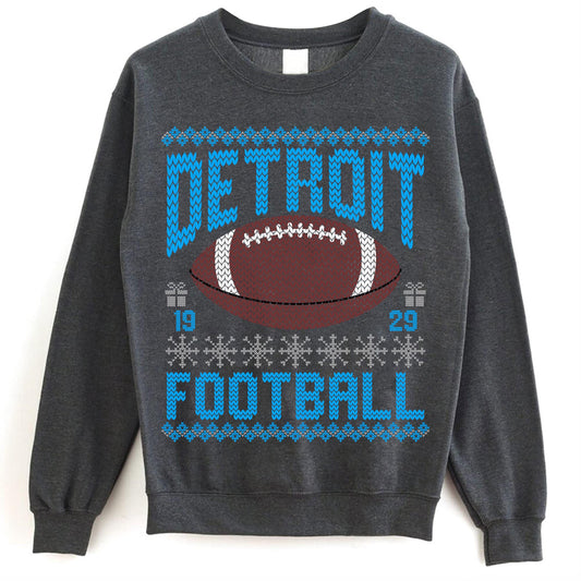Detroit Ugly Christmas Sweatshirt, Football Shirt, Christmas Gift Tee, Festive Football Crewneck, Holiday Winter, Detroit Football Fan