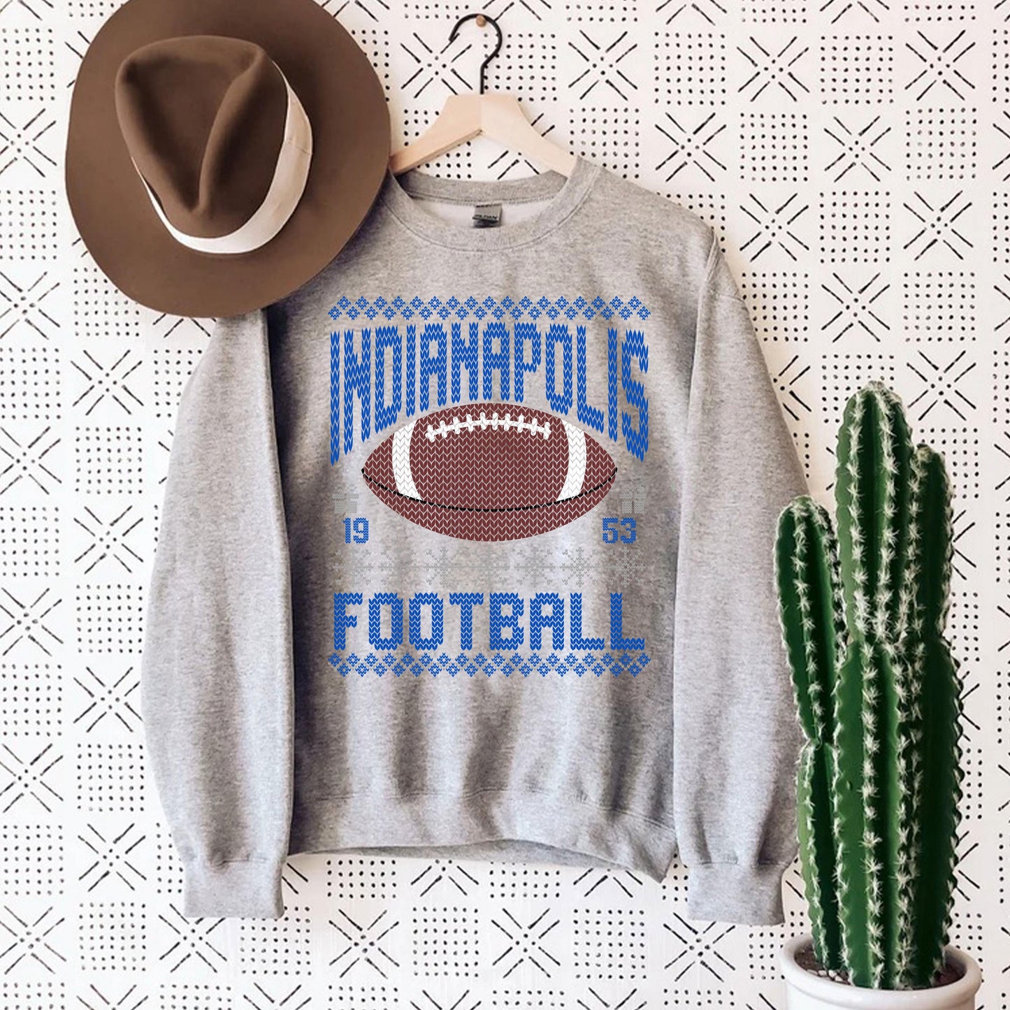 Indianapolis Ugly Christmas Sweatshirt, Football Shirt, Christmas Gift Tee, Festive Football Crewneck, Holiday Winter, Indianapolis Football