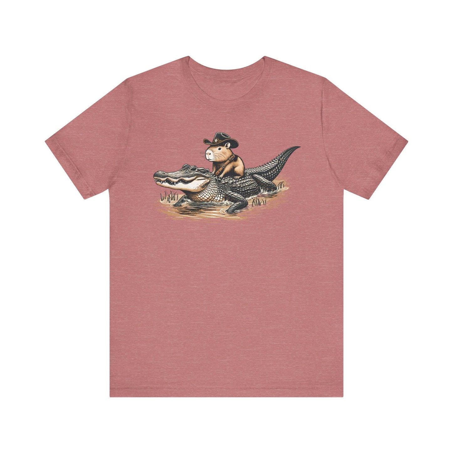 Funny Capybara Riding Alligator Shirt | Funny Animal T-shirt | Cute Reptile Tee | Humor Meme Shirts | Silly Gift Idea | Weird Hunting Tshirt