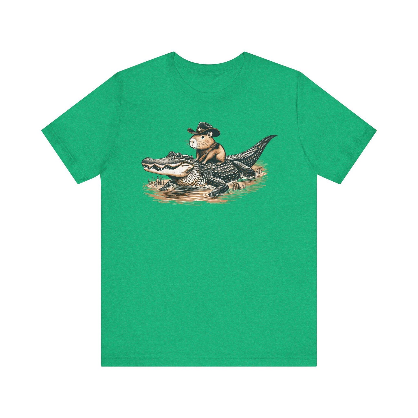 Funny Capybara Riding Alligator Shirt | Funny Animal T-shirt | Cute Reptile Tee | Humor Meme Shirts | Silly Gift Idea | Weird Hunting Tshirt