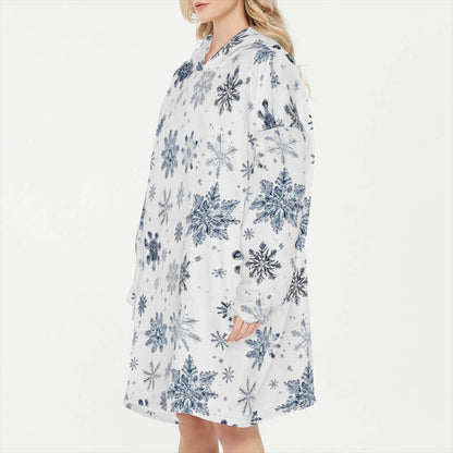 Snowflake Flannel Sleeper Blanket Hoodie - Soft, Warm & Cozy