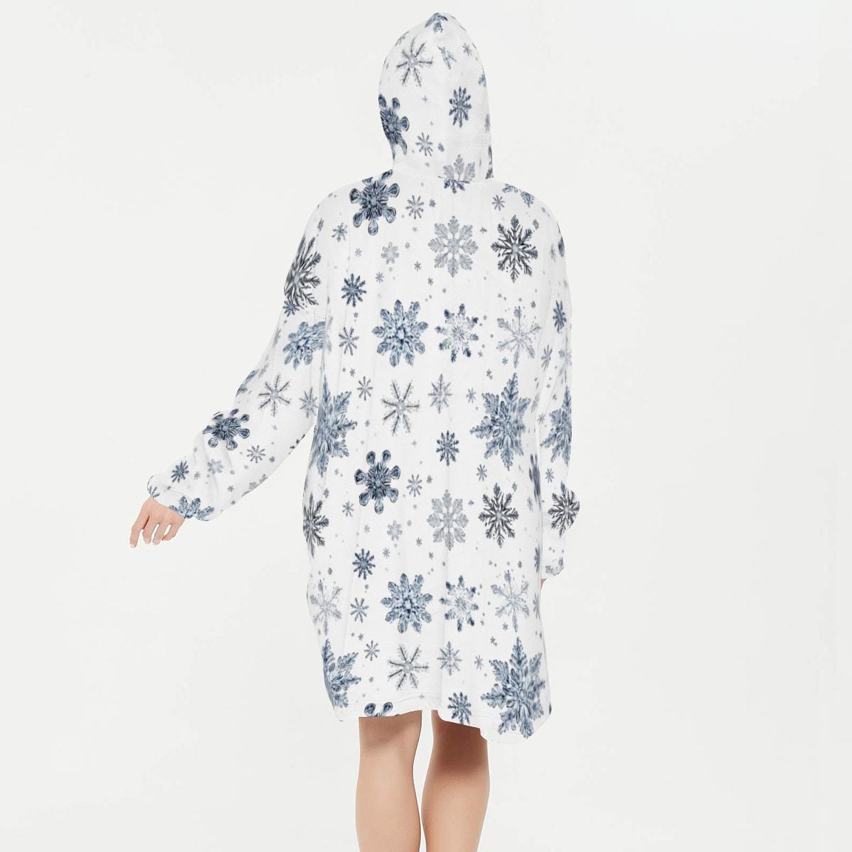 Snowflake Flannel Sleeper Blanket Hoodie - Soft, Warm & Cozy