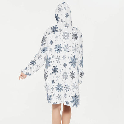 Snowflake Flannel Sleeper Blanket Hoodie - Soft, Warm & Cozy