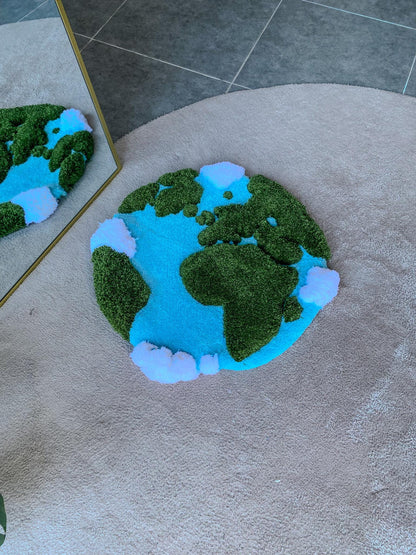 3D World Map Tufted Rug - Geometric World Map Area Rug, Interactive Rug, Educational Home Decor, Travel-Inspired Rug, World Explorer Gift