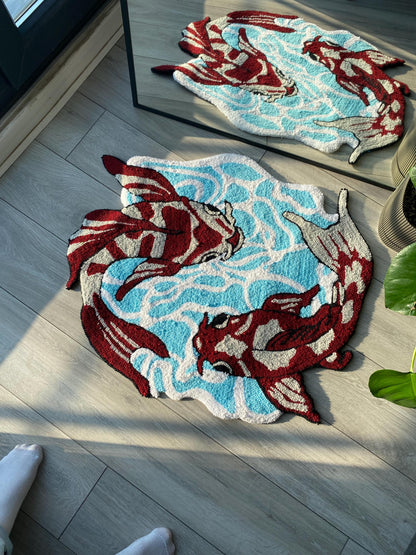 Handmade Koi Fish Rug – Unique Japanese Design for Home & Office Decor