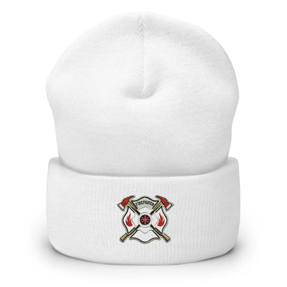Firefighter Shield and Axe Embroidered Beanie | Winter Hat
