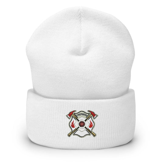 Firefighter Shield and Axe Embroidered Beanie | Winter Hat