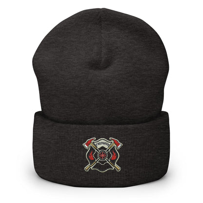 Firefighter Shield and Axe Embroidered Beanie | Winter Hat