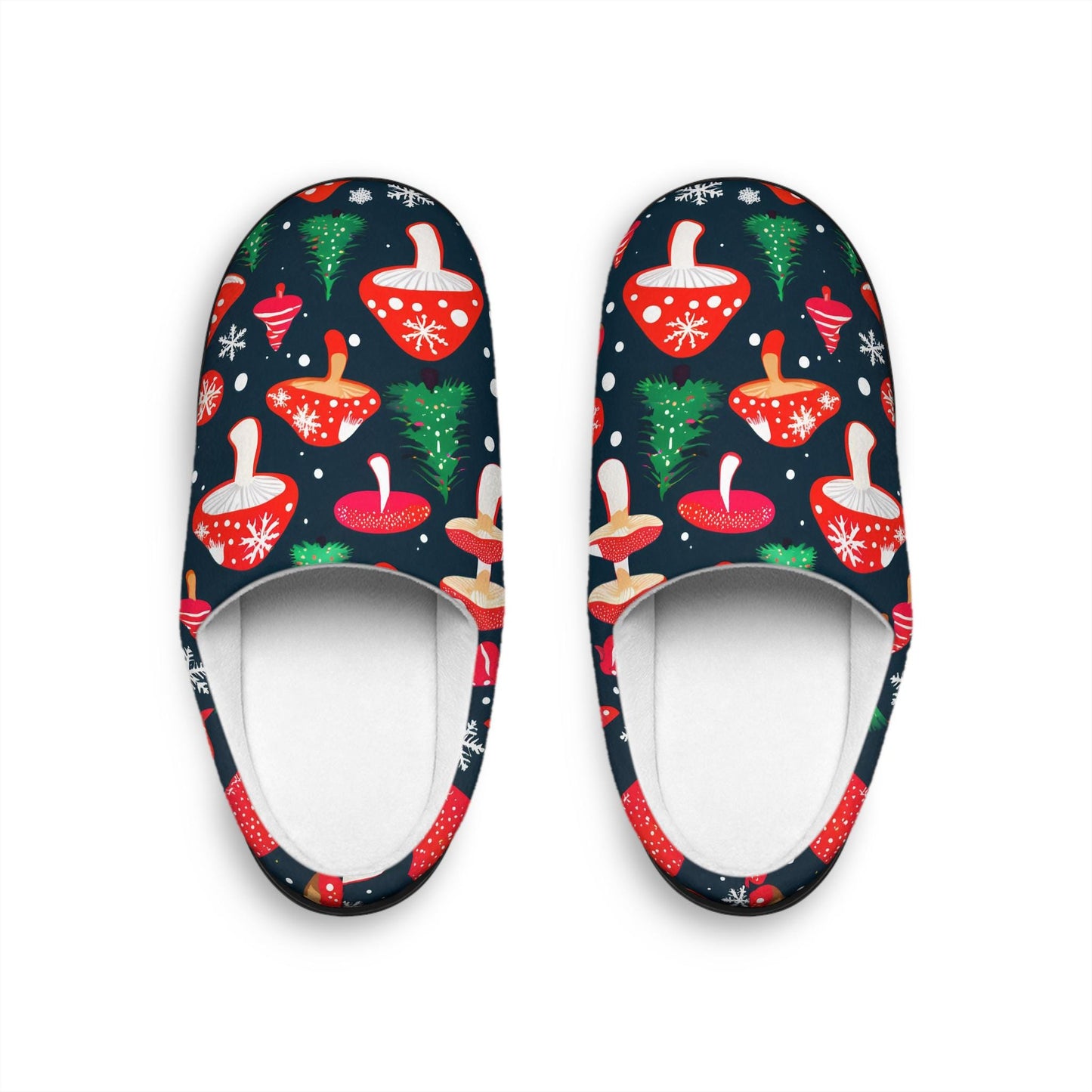 Christmas Slippers ForMen Red Mushroom ChristmasTree Snowflake Winter Indoor House Shoes Men's Home Footwear Holiday Cozy Gifte ForHim