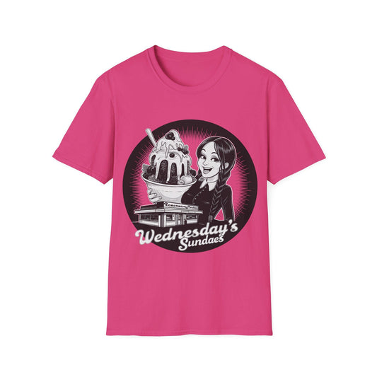 Retro icecream vendor T-shirt, ideal gift for Wednesdays child, Americana design style, cool monochrome image, birthday gift for Wednesdays