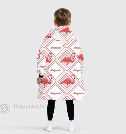 Custom Name Hoodies Blanket, Personalized Flamingo Blanket Hoodie, Oversized Blanket, Christmas Gift, Birthday Gift