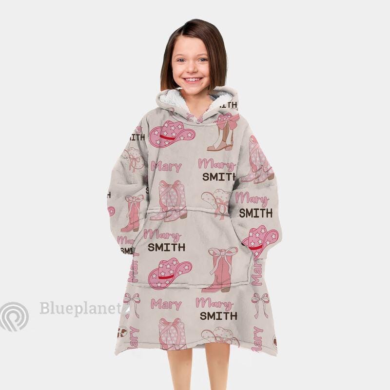 Custom Name Hoodies Blanket, Personalized Flamingo Blanket Hoodie, Oversized Blanket, Christmas Gift, Birthday Gift