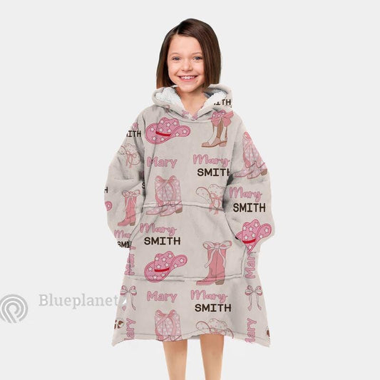 Custom Name Hoodies Blanket, Personalized Flamingo Blanket Hoodie, Oversized Blanket, Christmas Gift, Birthday Gift