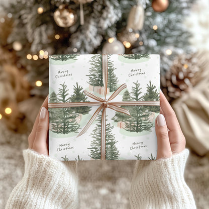 Christmas Tree Christmas Gift Wrapping Papers - Natural Christmas Gift wrap - Classic Gift Wrap - Simple Gift Wrap