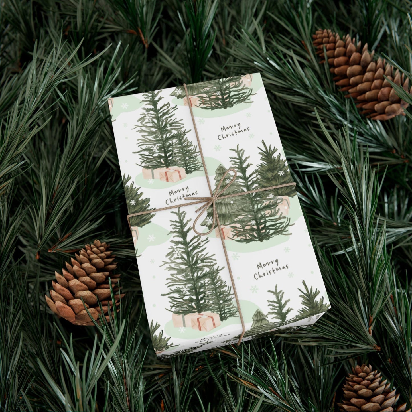 Christmas Tree Christmas Gift Wrapping Papers - Natural Christmas Gift wrap - Classic Gift Wrap - Simple Gift Wrap