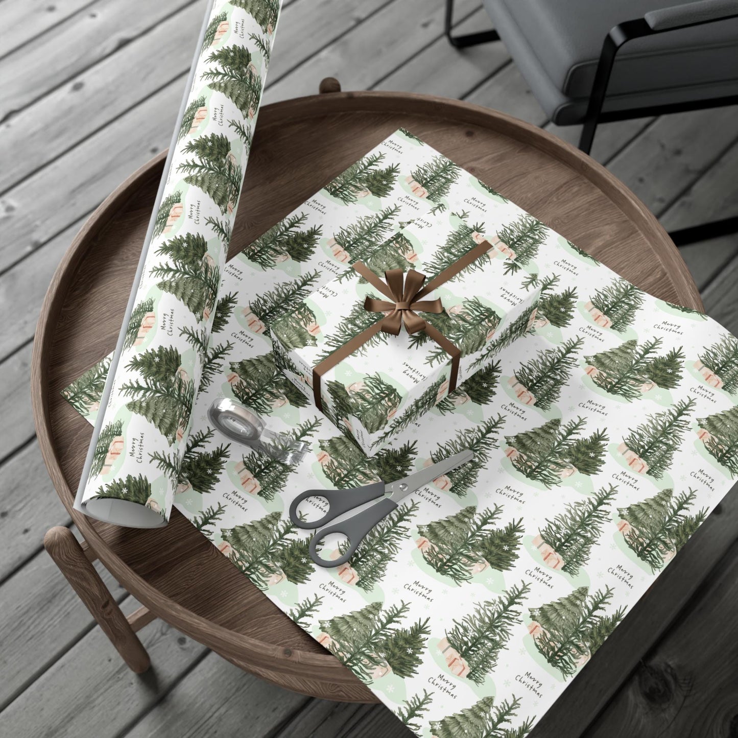 Christmas Tree Christmas Gift Wrapping Papers - Natural Christmas Gift wrap - Classic Gift Wrap - Simple Gift Wrap