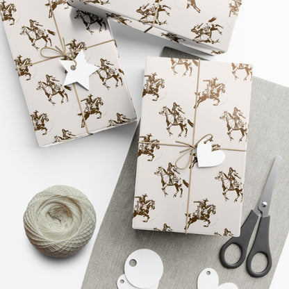 Vintage Cowboy Gift Wrap Paper: Retro Western Wrapping