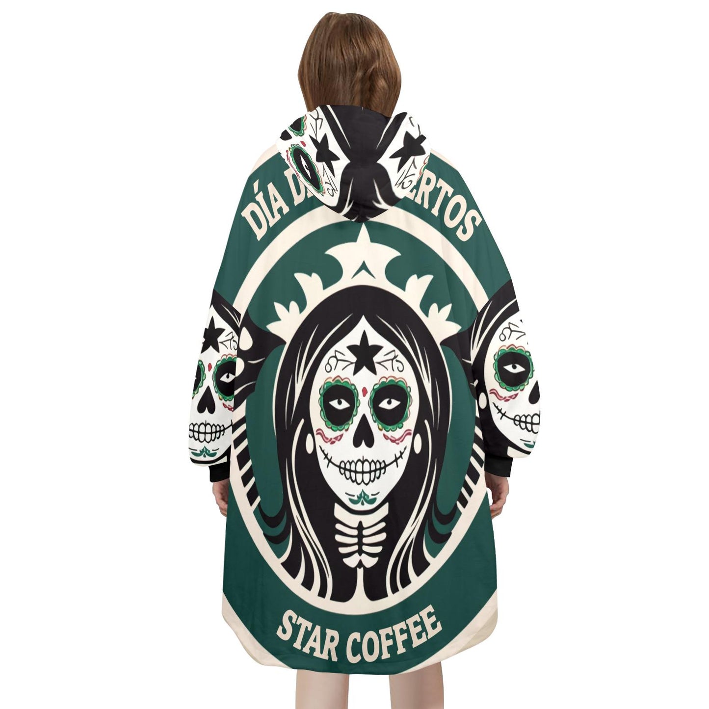 Día De Los Muertos Blanket Hoodie Chicano Coffee Blanket