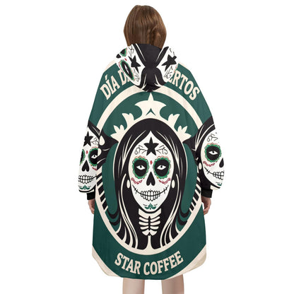Día De Los Muertos Blanket Hoodie Chicano Coffee Blanket