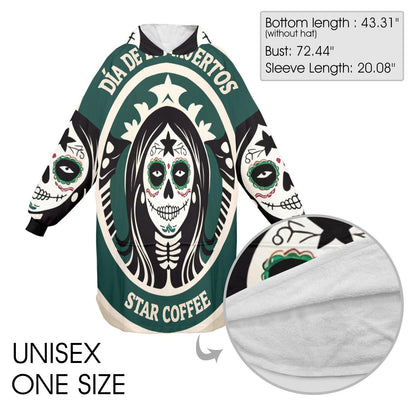 Día De Los Muertos Blanket Hoodie Chicano Coffee Blanket