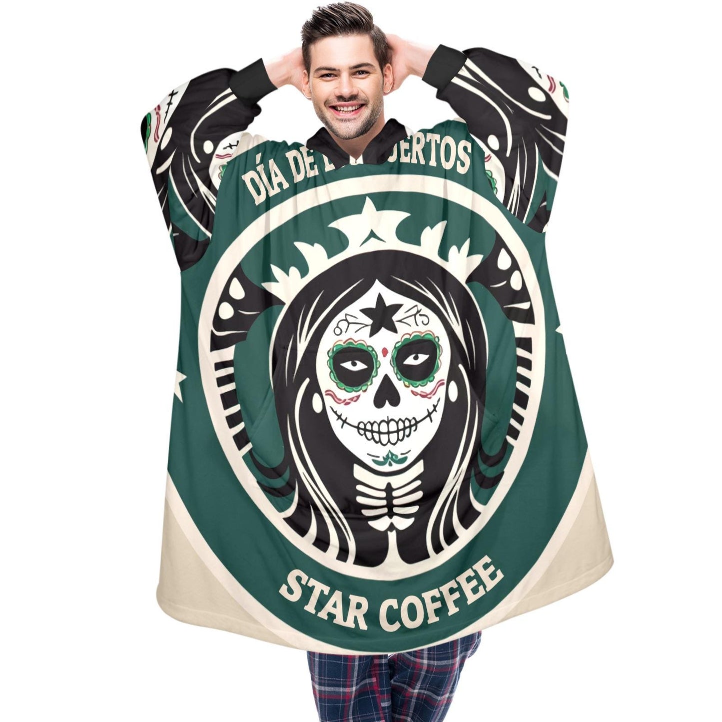 Día De Los Muertos Blanket Hoodie Chicano Coffee Blanket
