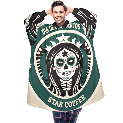 Día De Los Muertos Blanket Hoodie Chicano Coffee Blanket