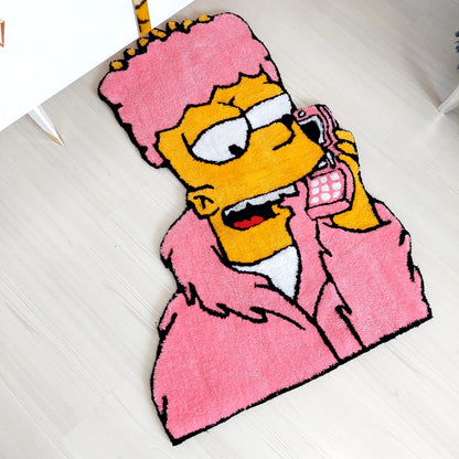 Bart Tufted, Simpsons Rug, Movie Rug, Pink Rug, Cartoon Character Rug, Custom Rug, Handmade Rug, Tufted Rug,Area Rug,Gift For Her,Home Decor
