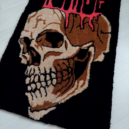 Skull Rug,Tufted Rug,Custom Rug,%100 Handmade Rug,Skeleton Rug, Fear Rug,Player Rug,Game Room Rug,Gothic Rug,Game Room Decor,Area Rug,Gift