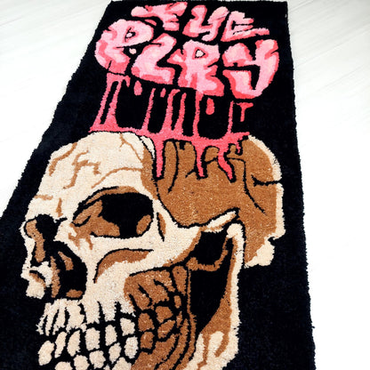 Skull Rug,Tufted Rug,Custom Rug,%100 Handmade Rug,Skeleton Rug, Fear Rug,Player Rug,Game Room Rug,Gothic Rug,Game Room Decor,Area Rug,Gift