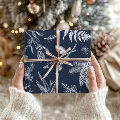 Blue Christmas Toile Holiday Gift Wrapping Papers | Christmas Toile Holiday Gift Wrap