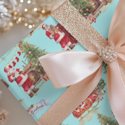 Vintage Santa Gift Wrap Papers - Retro Christmas Gift wrapping - Nostalgic Santa Claus Wrapping paper