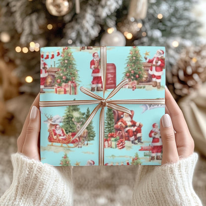 Vintage Santa Gift Wrap Papers - Retro Christmas Gift wrapping - Nostalgic Santa Claus Wrapping paper