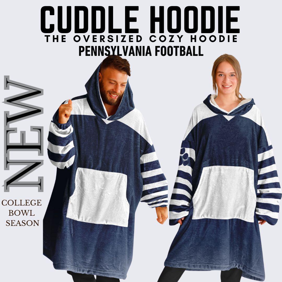 Pennsylvania Football Oversized Hooded Blanket: Blue & White Game Day Cuddle Hoodie