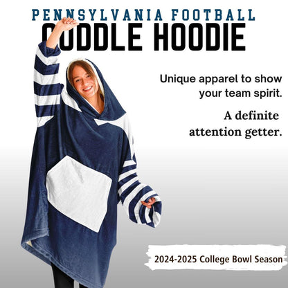 Pennsylvania Football Oversized Hooded Blanket: Blue & White Game Day Cuddle Hoodie
