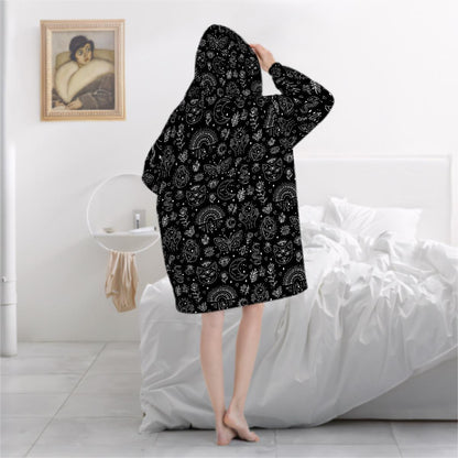 Witchy Black Blanket Hoodie, Boho Hooded Jumper, Women's Fashion, Gothic Winter Fall Accessory