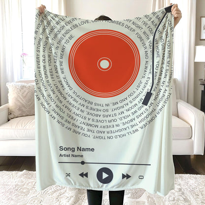 Personalized Music Lyrics Blanket, Custom Song Vinyl Lyrics Blanket, Mother's Day Gift, Girlfriend Gift, Anniversary Gift, Wedding Gift