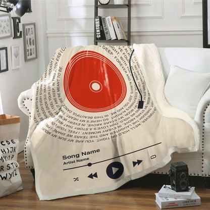 Personalized Music Lyrics Blanket, Custom Song Vinyl Lyrics Blanket, Mother's Day Gift, Girlfriend Gift, Anniversary Gift, Wedding Gift