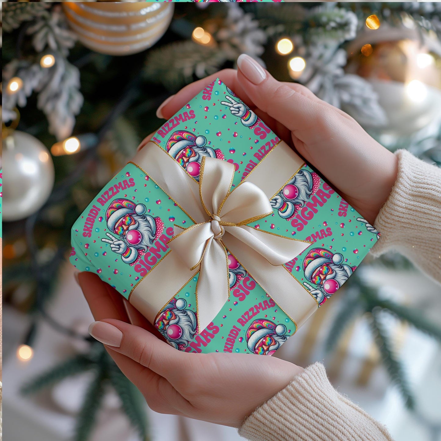 Skibidi Rizzmas Christmas Santa Gift Wrapping paper - Sigma Rizz holiday Gift wrap -Funny Gift Wrap Skibidi Rizz Tween gift idea