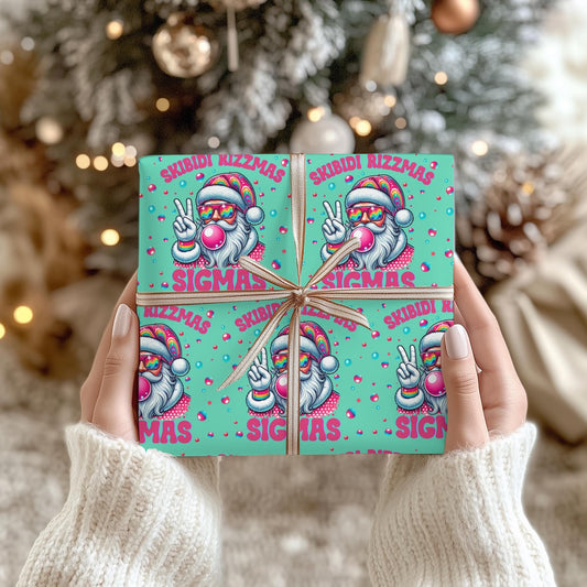Skibidi Rizzmas Christmas Santa Gift Wrapping paper - Sigma Rizz holiday Gift wrap -Funny Gift Wrap Skibidi Rizz Tween gift idea