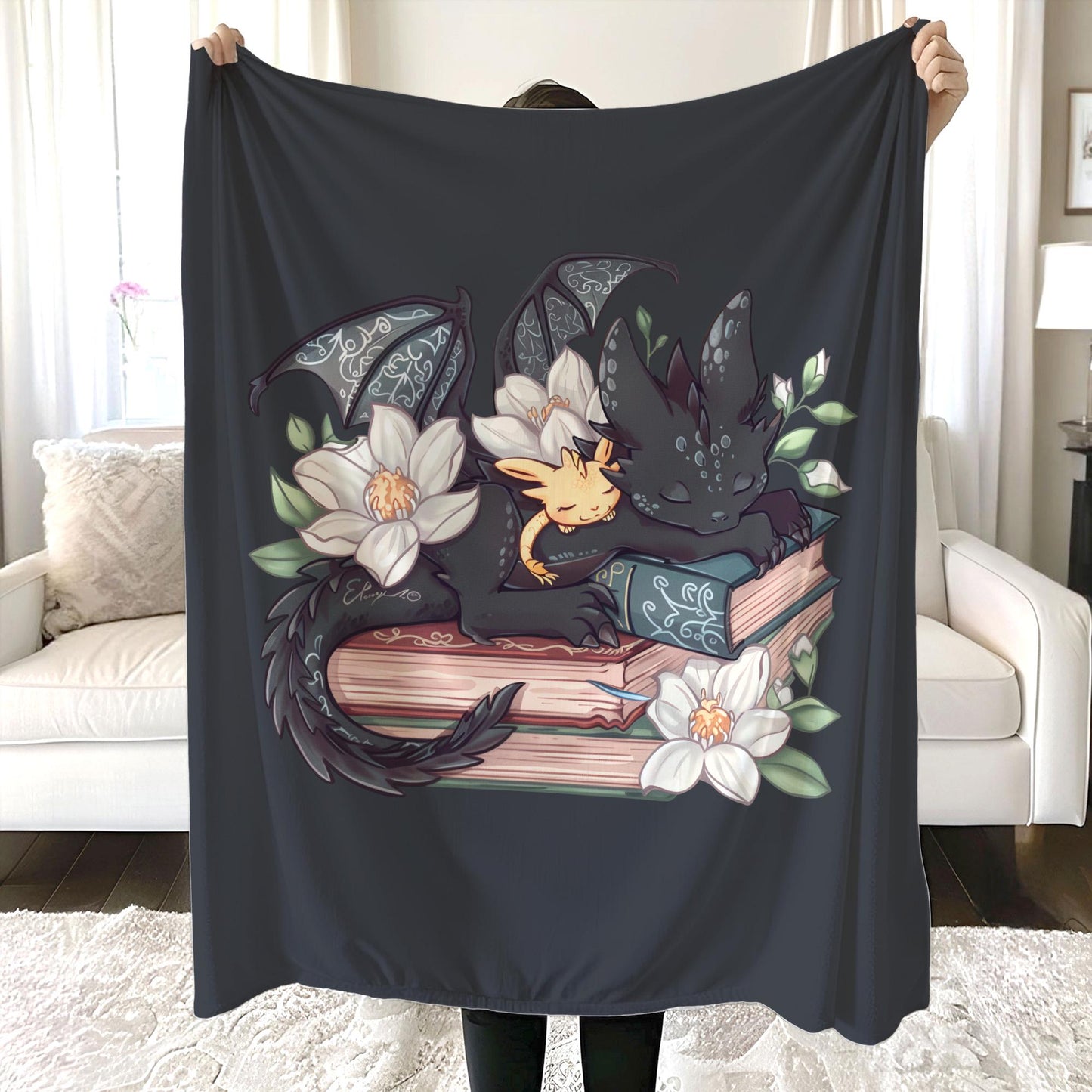 Fantasy Book Dragon Blanket, Fantasy Dragon Book Lover Blanket, Wingspan Bookish Blanket, Booktok Merch, Book Gift, Bookworm Gift