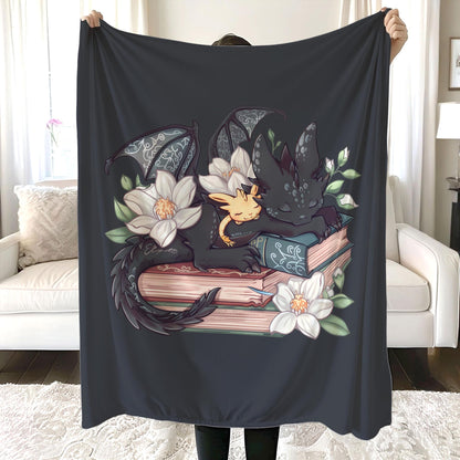 Fantasy Book Dragon Blanket, Fantasy Dragon Book Lover Blanket, Wingspan Bookish Blanket, Booktok Merch, Book Gift, Bookworm Gift