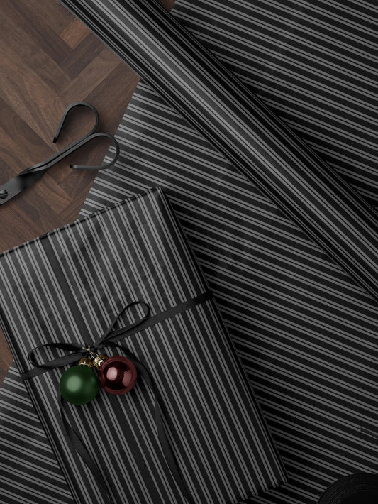 Gothic Gift Wrap Black Stripe Wrapping Paper Elegant Gift Wrap Classic Wrapping Paper Holiday Gift Wrap Chic Wrapping Paper Birthday Gift