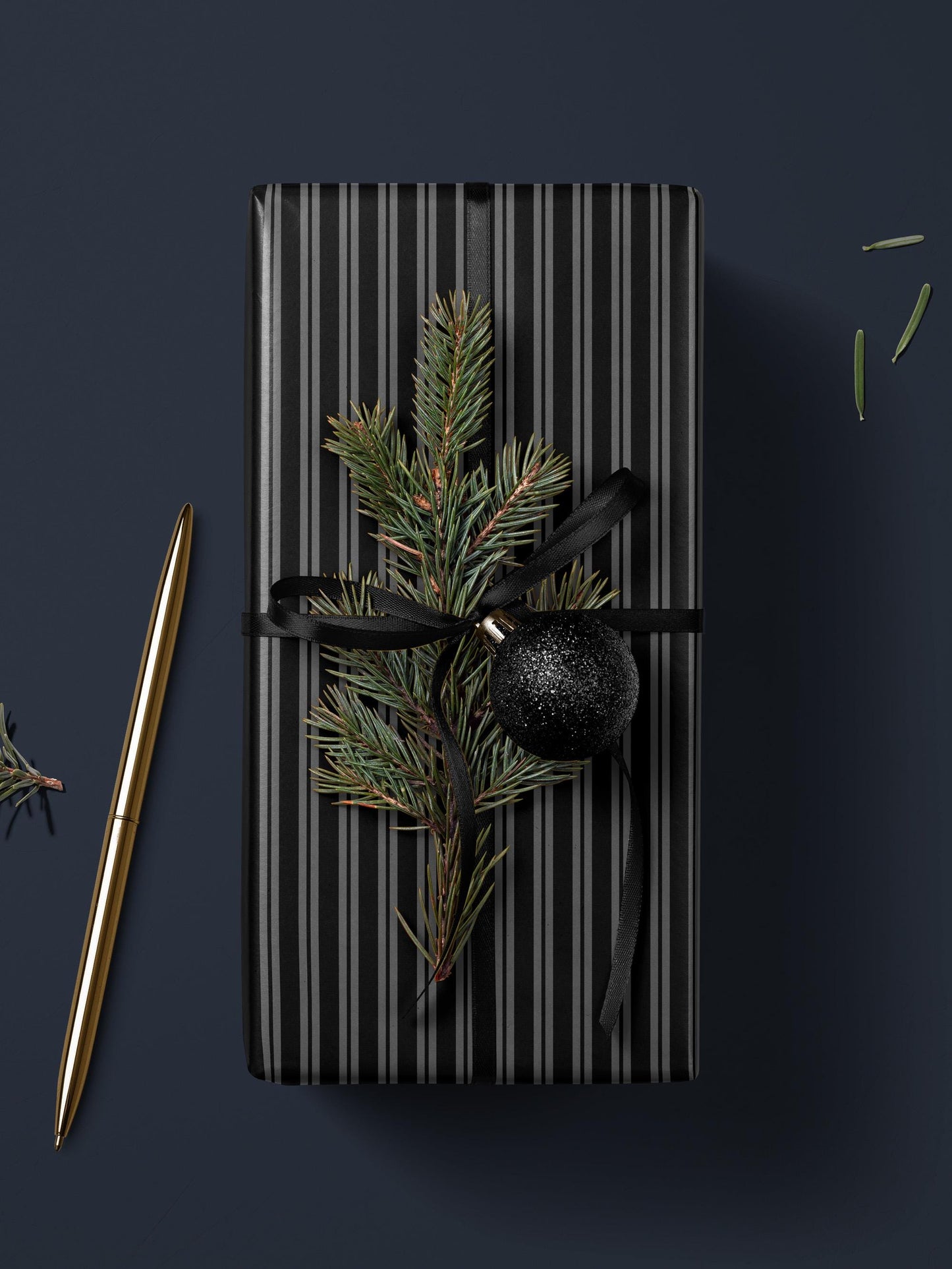 Gothic Gift Wrap Black Stripe Wrapping Paper Elegant Gift Wrap Classic Wrapping Paper Holiday Gift Wrap Chic Wrapping Paper Birthday Gift