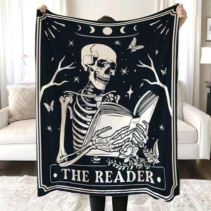 The Reader Tarot Blanket, Vintage Tarot Reader Blanket, Retro Book Lover Gift For Reader, Librarian Gift, Bookish Blanket for Book Club